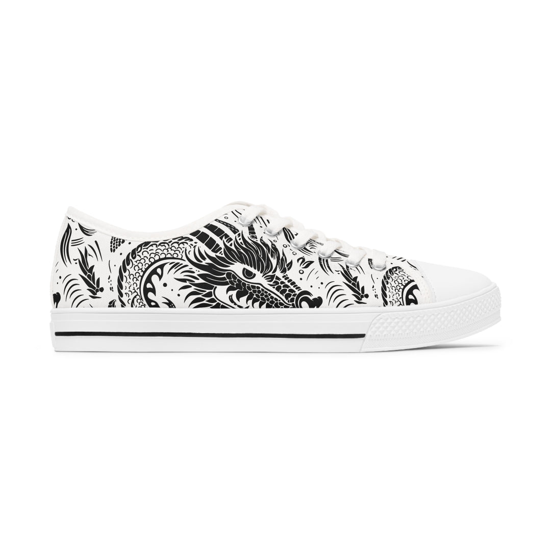 Women's Low Top Sneakers - Dragon Black and White