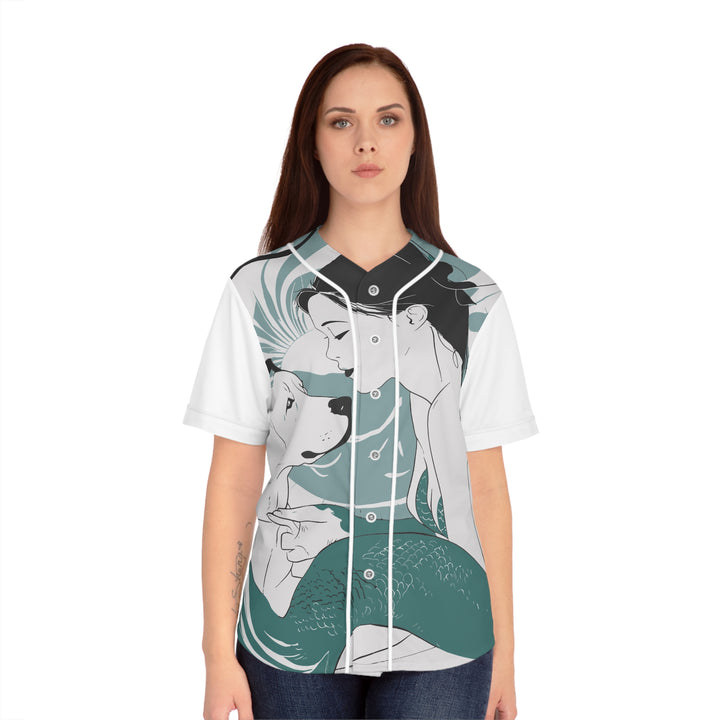 Women's Baseball Jersey - Japanese Mermaid with Dog