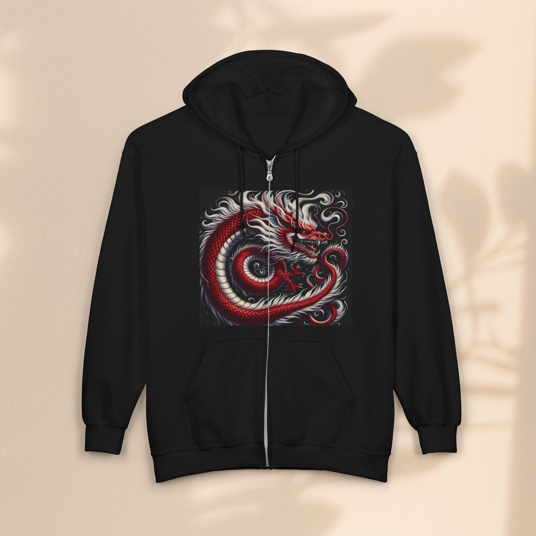 Unisex Heavy Blend™ Full Zip Hooded Sweatshirt - Chinese Red Dragon
