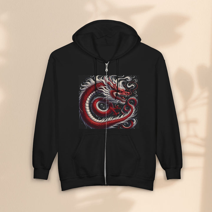 Unisex Heavy Blend™ Full Zip Hooded Sweatshirt - Chinese Red Dragon