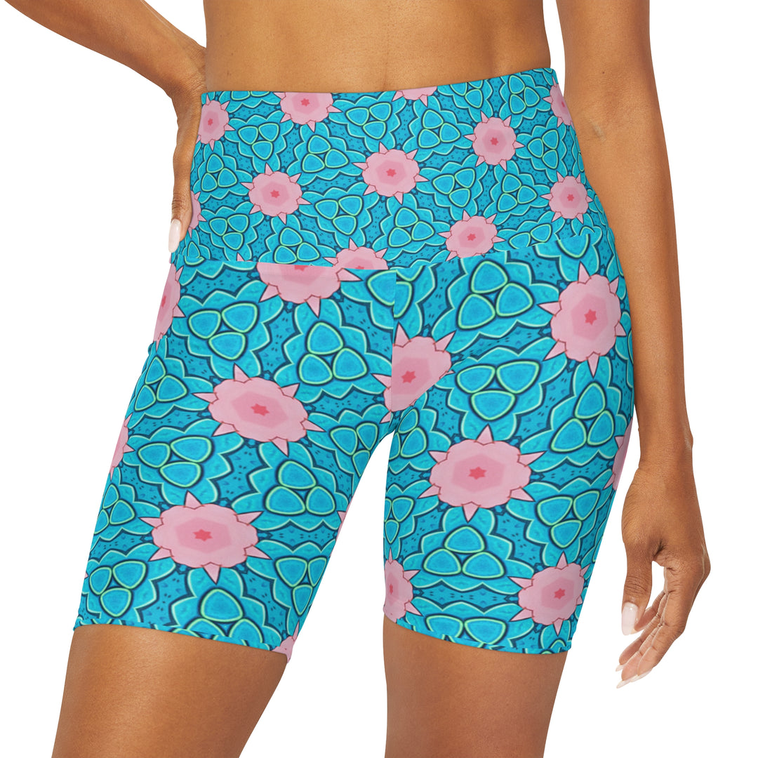 High Waisted Yoga Shorts - Blossom Breeze