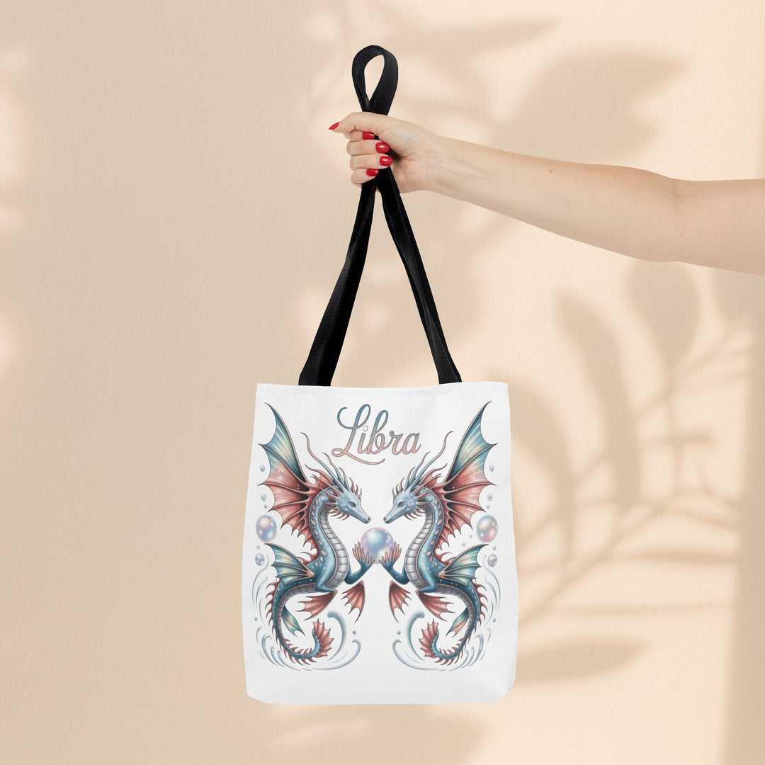 Libra Dragon Tote Bag, Zodiac Sign Tote, Astrological Gift, Fantasy Art Shopper, Unique Astrology Carryall