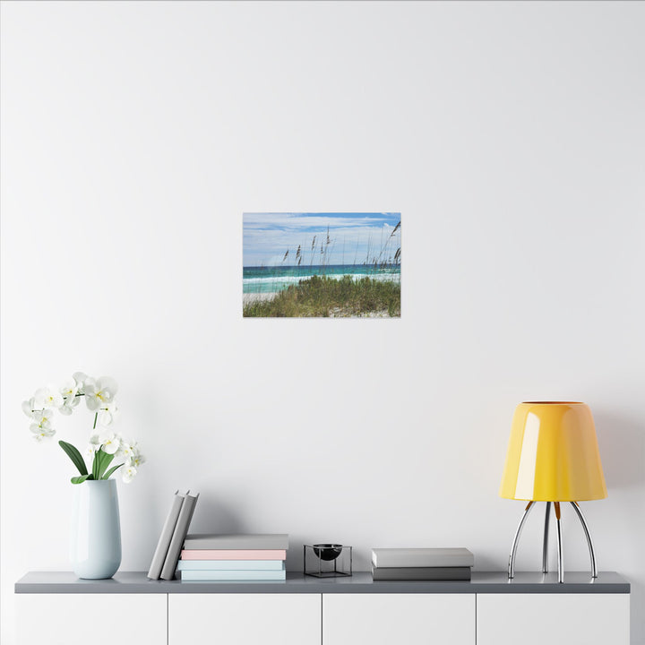 Coastal Dune Beach Canvas Print – Waves and Sea Oats Wall Art