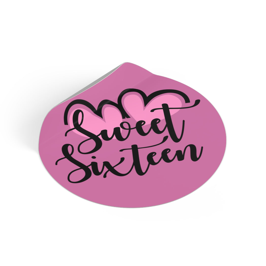 Sweet 16 Round Vinyl Stickers – Birthday Party Favors, Cute Décor & Personalized Celebration Labels