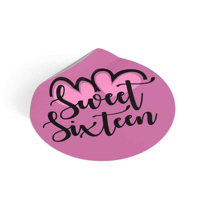 Sweet 16 Round Vinyl Stickers – Birthday Party Favors, Cute Décor & Personalized Celebration Labels