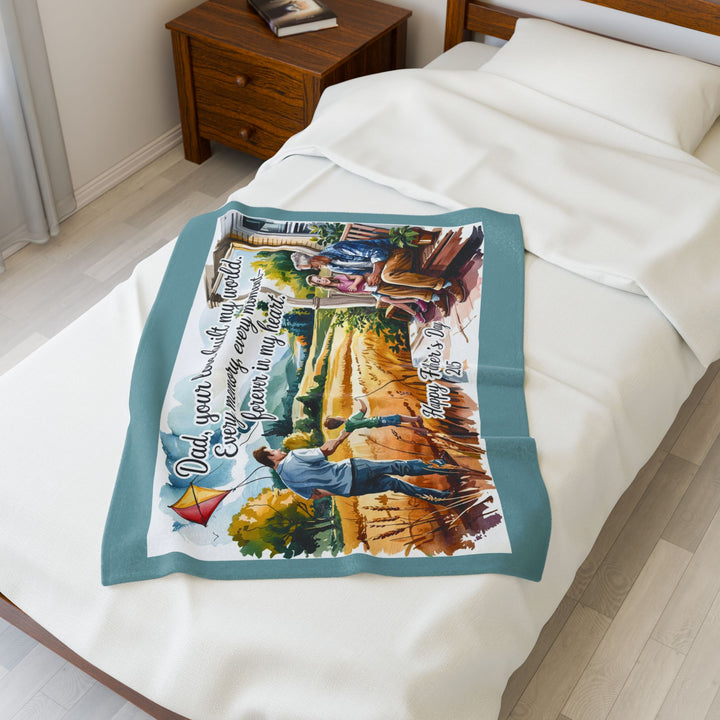 Father's Day Velveteen Plush Blanket - Every Moment is Forever in My Heart