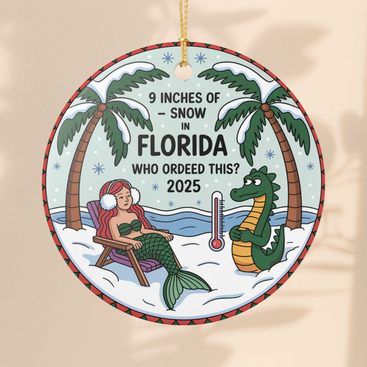 Florida Snow Mermaid Ornament – Christmas Tree Decoration & Seasonal Holiday Keepsake