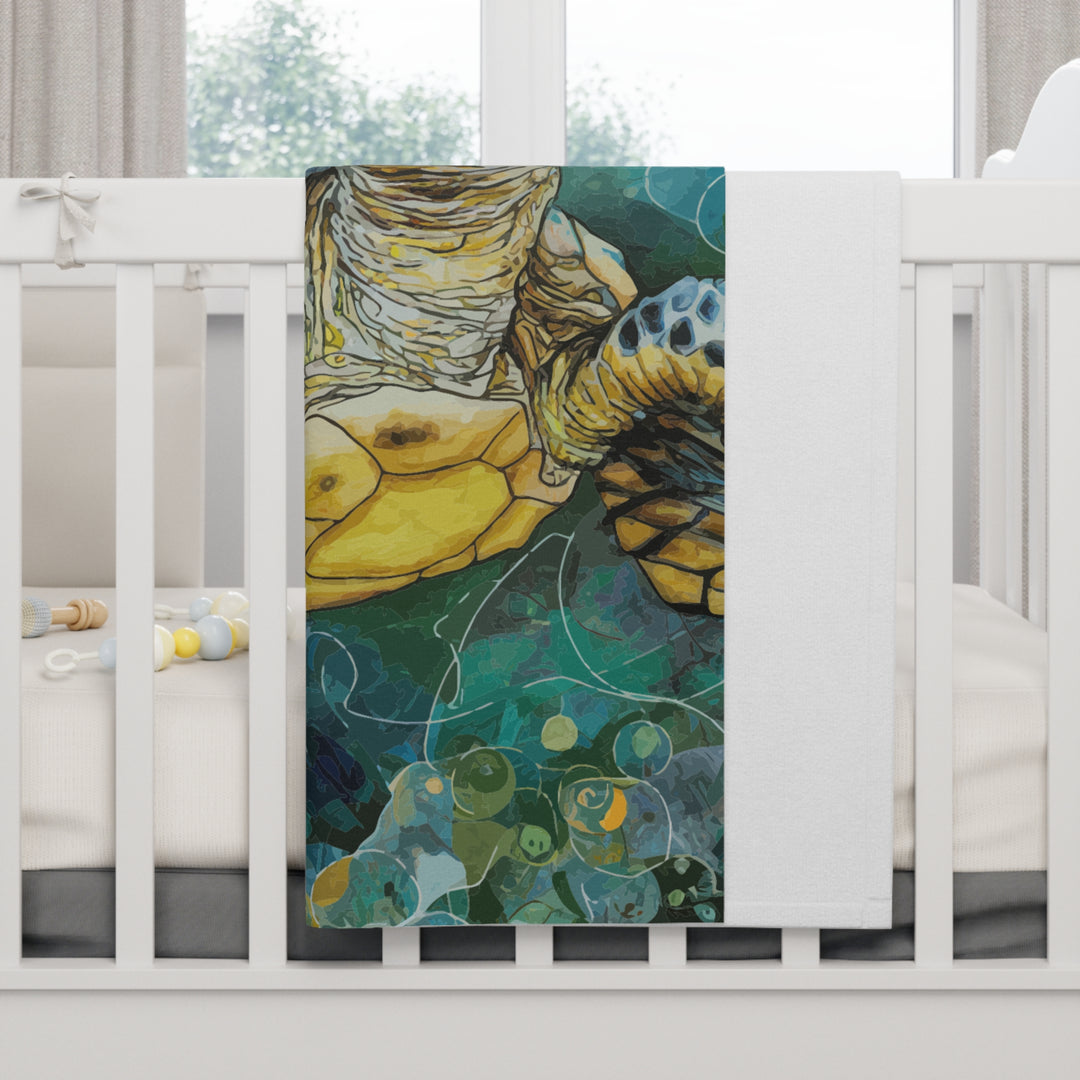 Soft Fleece Baby Blanket - Watercolor Sea Turtle