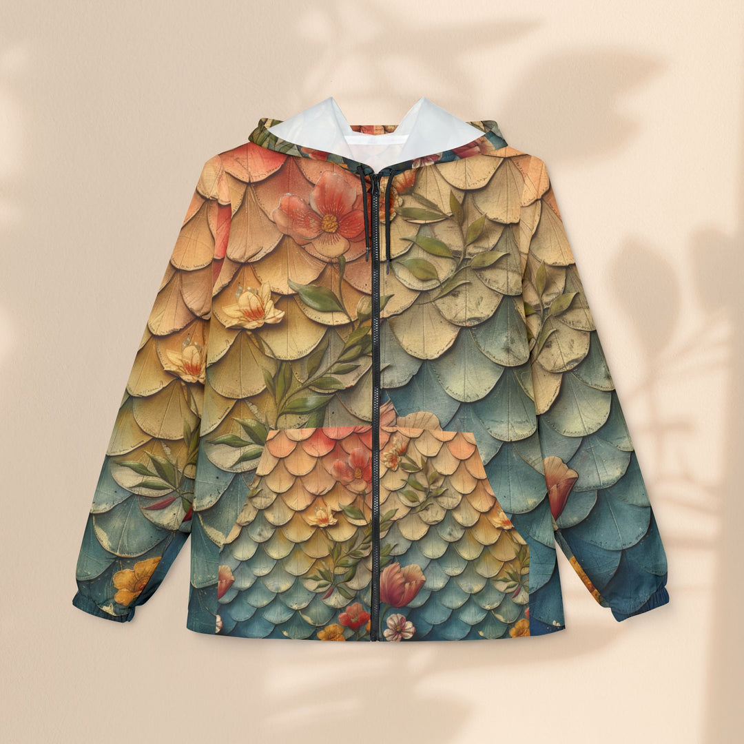 Windbreaker Jacket - Floral Mermaid Scales