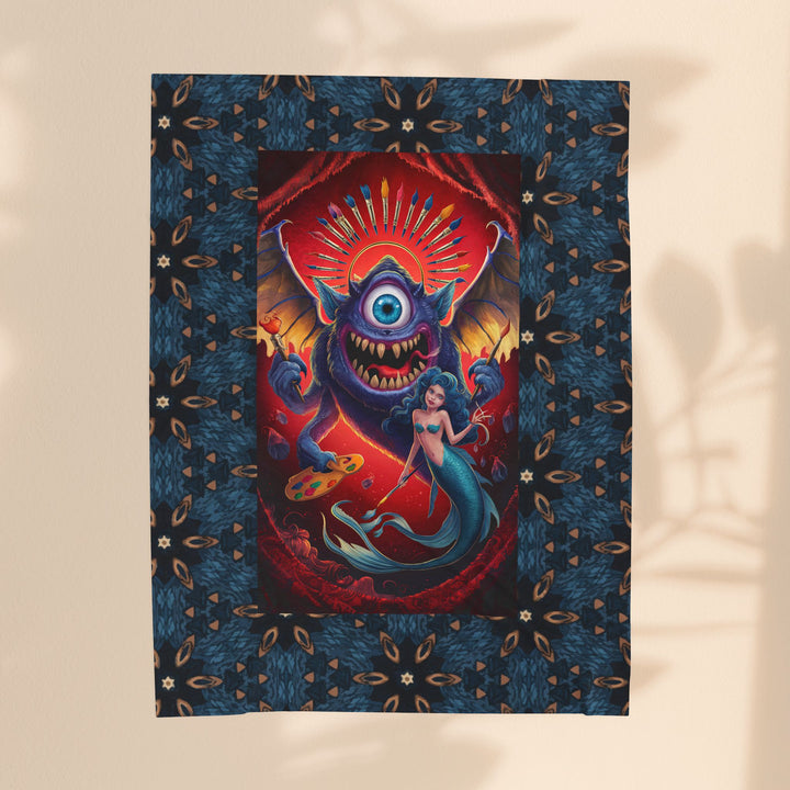 Velveteen Plush Blanket - One Eyed Mermaid Artist
