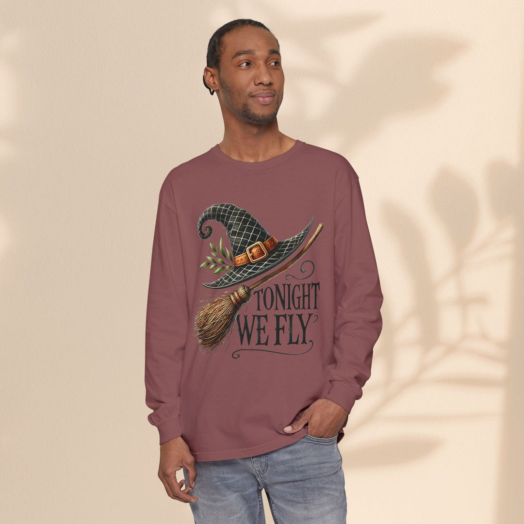 Tonight We Fly - Whimsical Witch Halloween Long Sleeve T-Shirt