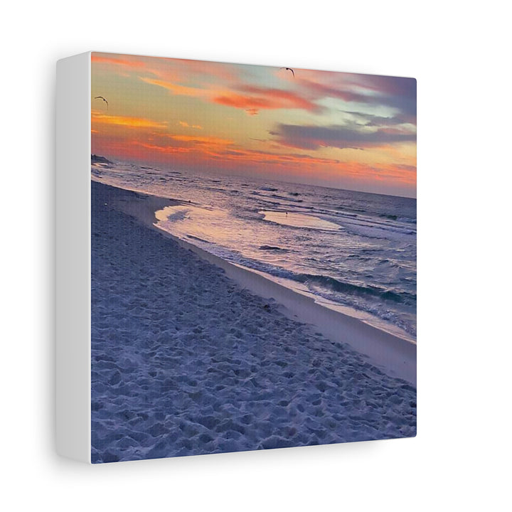 Sunset Beach Matte Stretched Canvas Print