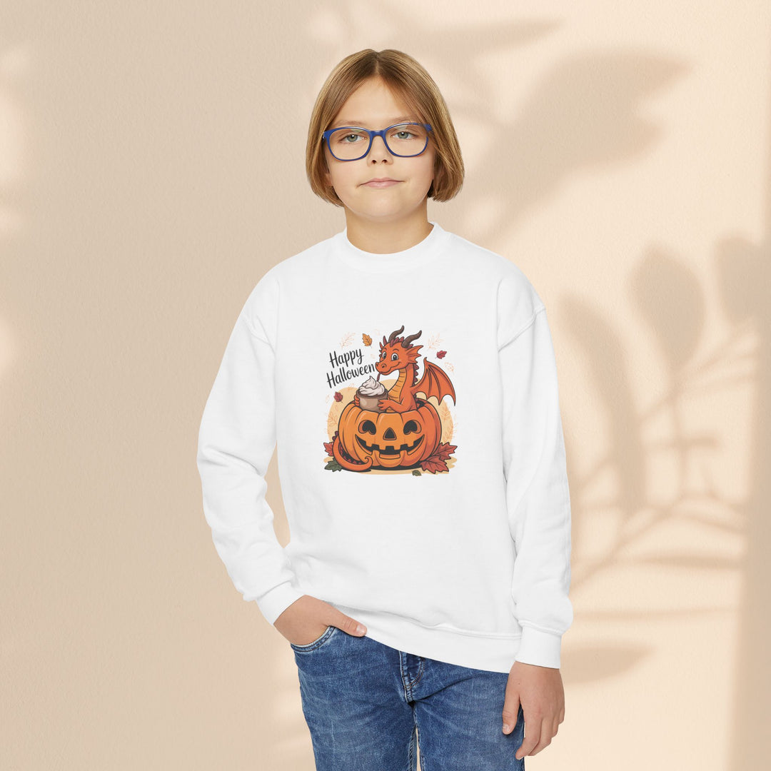 Halloween Pumpkin Dragon Youth Crewneck Sweatshirt