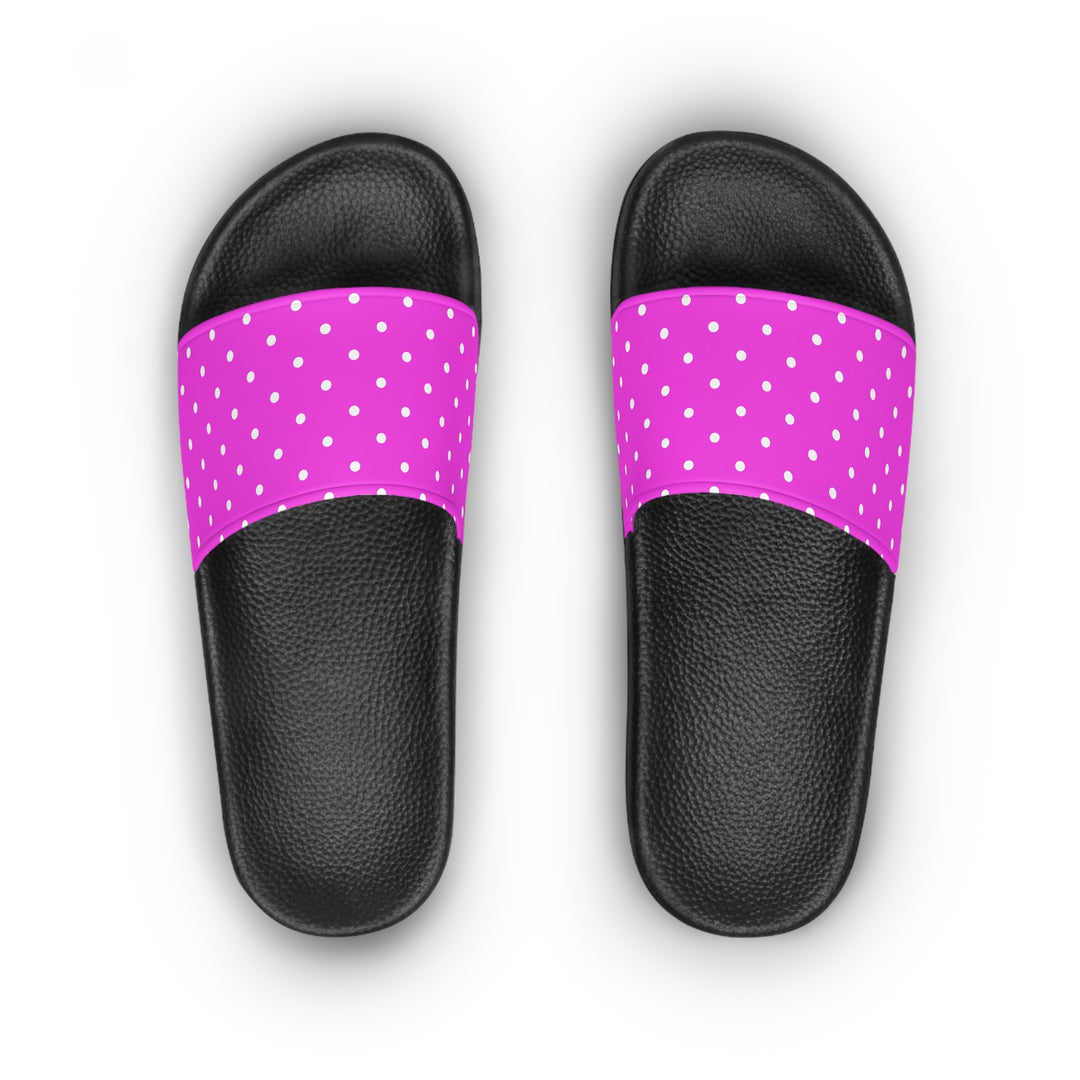 Pink Polka Dot Slide Sandals — Women's Casual Pool & Beach Slides