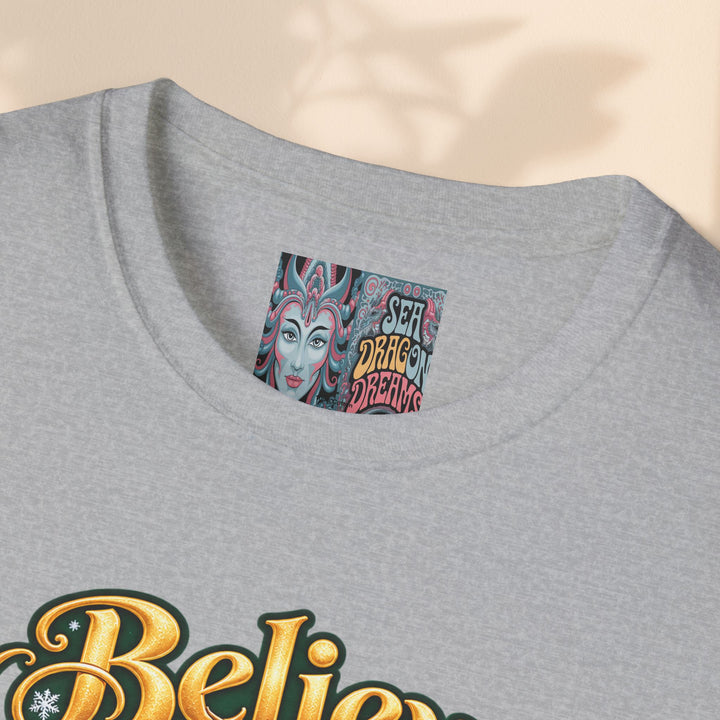 Believe in Christmas Magic T-Shirt – Festive Dragon Holiday Tee