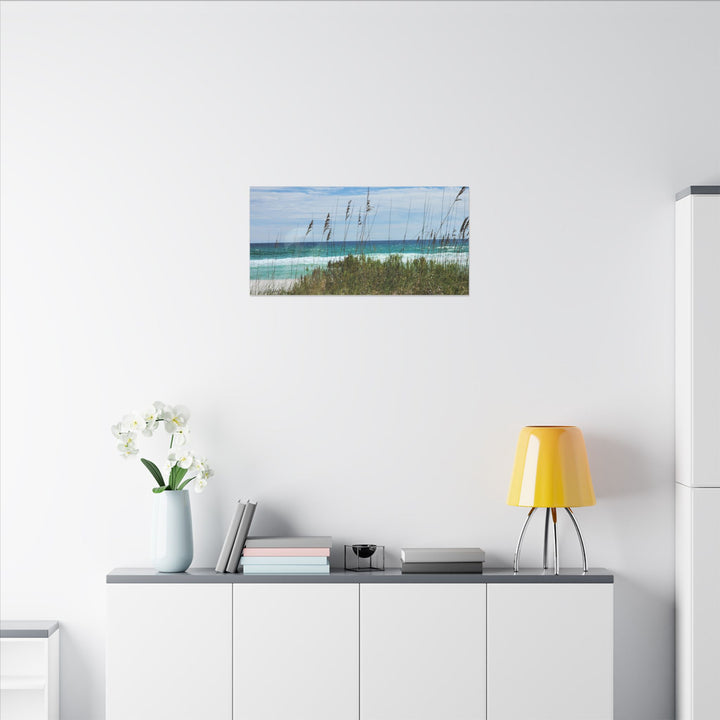 Coastal Dune Beach Canvas Print – Waves and Sea Oats Wall Art