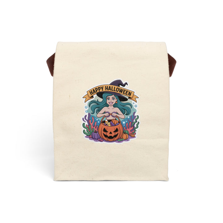Halloween Canvas Lunch Bag with Strap – Reusable Eco-Friendly Tote for Kids & Fall Picnics