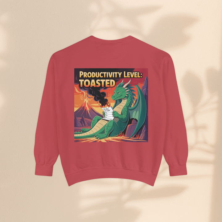 Toasted Productivity Level Dragon Sweatshirt, Cozy Gift, Funny Sweatshirt, Fantasy Apparel, Dragon Lover Clothing, Work From Home Style