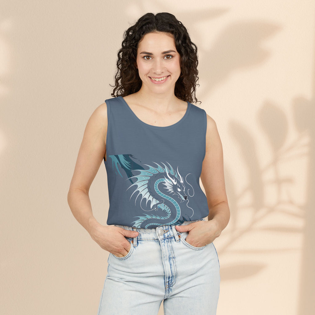 Dragon Art Unisex Tank Top - Stylish Summer Wear, Festival Apparel, Gift for Art Lovers, Beach Outfits, Cool Graphic Shirt