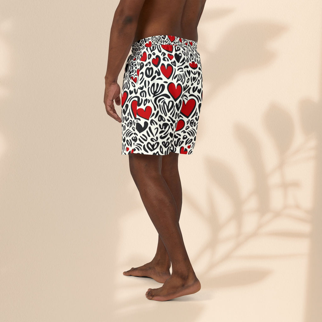 Love Heart Unisex Swim Shorts | Summer Beachwear for Couples & Pool Parties