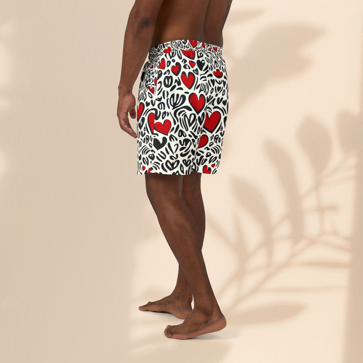 Love Heart Unisex Swim Shorts | Summer Beachwear for Couples & Pool Parties