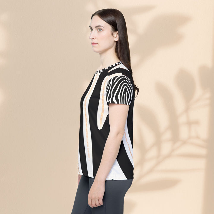 Zebra Stripe Women's Sports Jersey — Black & White Athletic Tee
