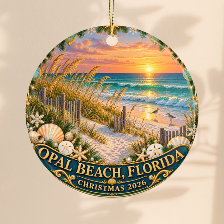 Opal Beach Florida Christmas 2026 Ceramic Sunset Ornament