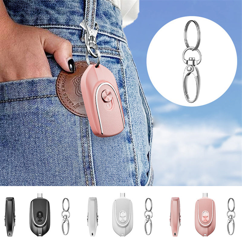 2-in-1 Mini Keychain Power Bank – 1200mAh Portable Charger