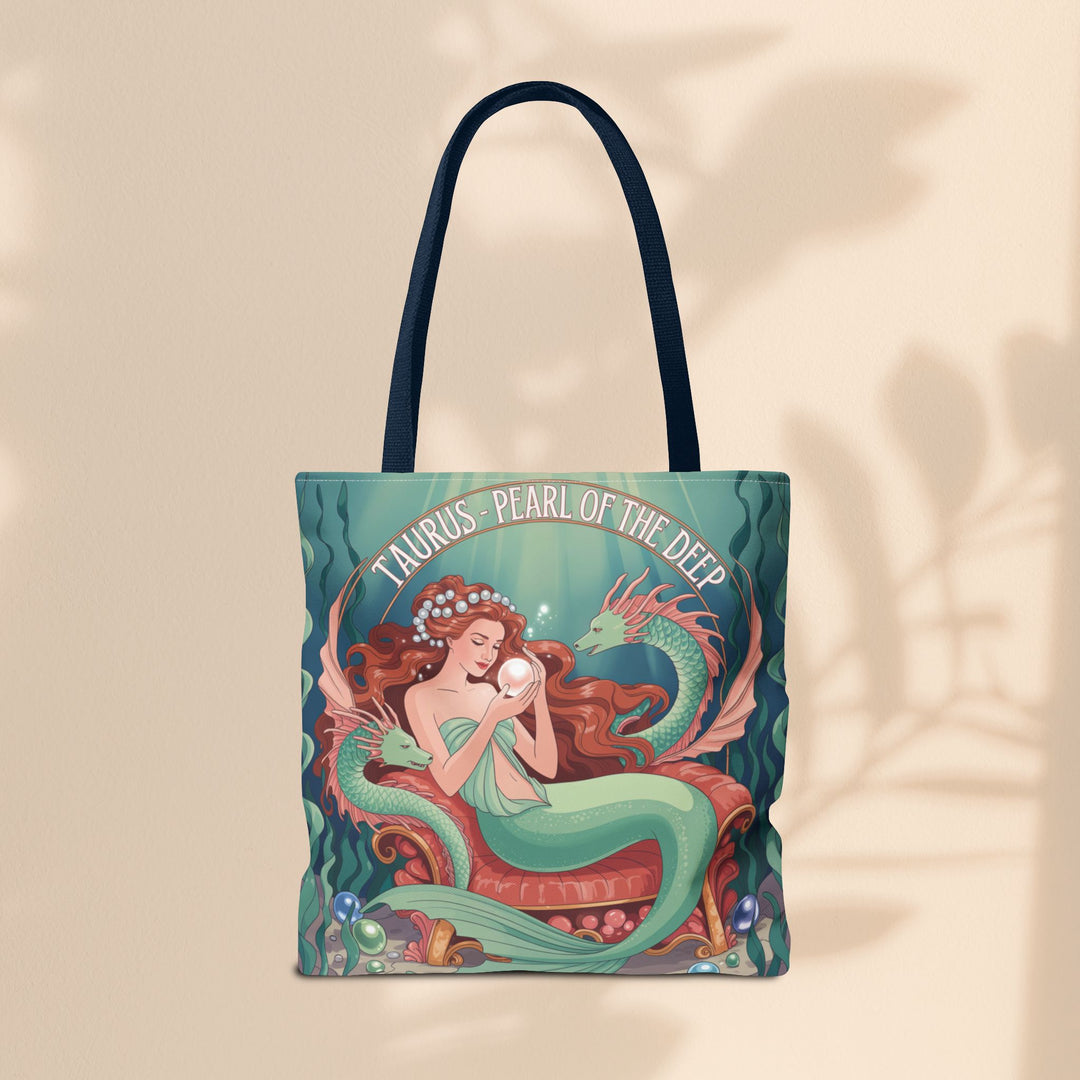 Taurus Mermaid Tote Bag, Taurus Zodiac, Ocean Lover Gift, Beach Accessory, Astrology Decor, Unique Shopping Bag