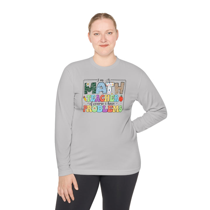 Unisex Lightweight Long Sleeve Tee - Math Teacher with Problems