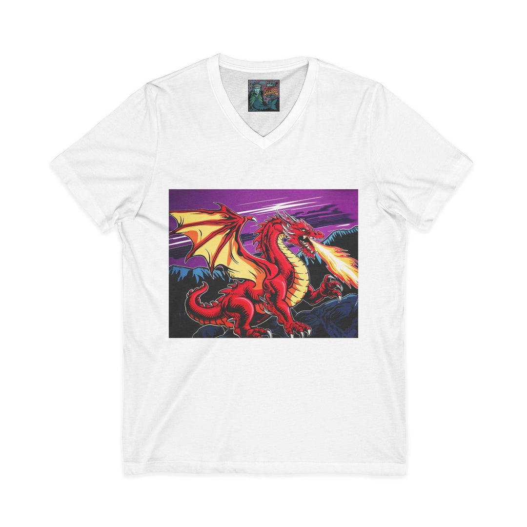 Conquering Dragon Unisex V-Neck Graphic T-Shirt