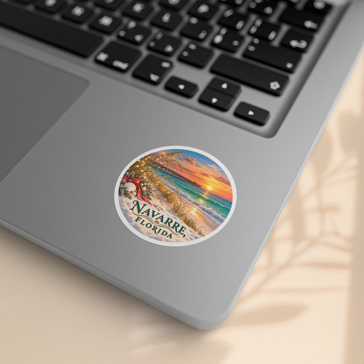 Navarre Florida Round Sticker Rolls – Waterproof Beach Sunset Labels