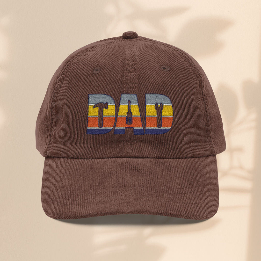 Vintage Corduroy Cap - Embroidered 'DAD' Baseball Hat for Father's Day