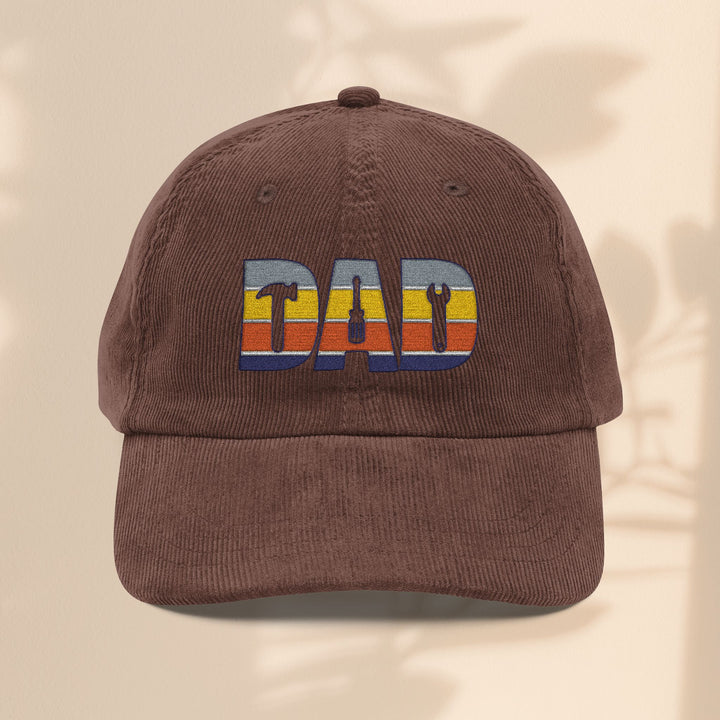 Vintage Corduroy Cap - Embroidered 'DAD' Baseball Hat for Father's Day