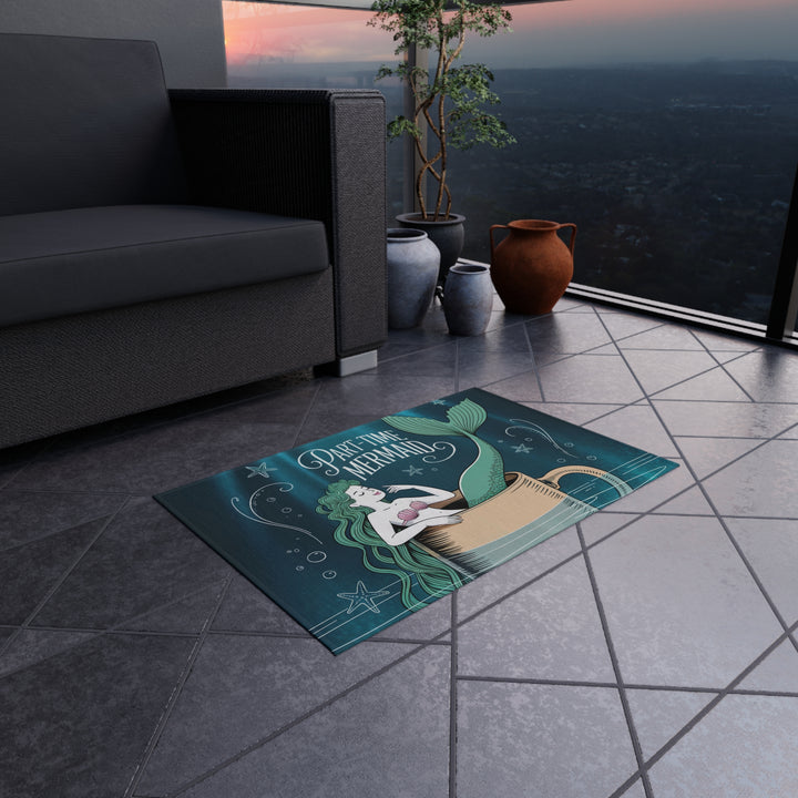Outdoor Rug - Part-Time Mermaid Coastal Decor Beach House Mat