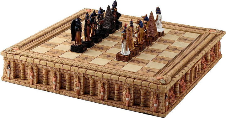 Egyptian gods Chess Set with Ankh Storage Board