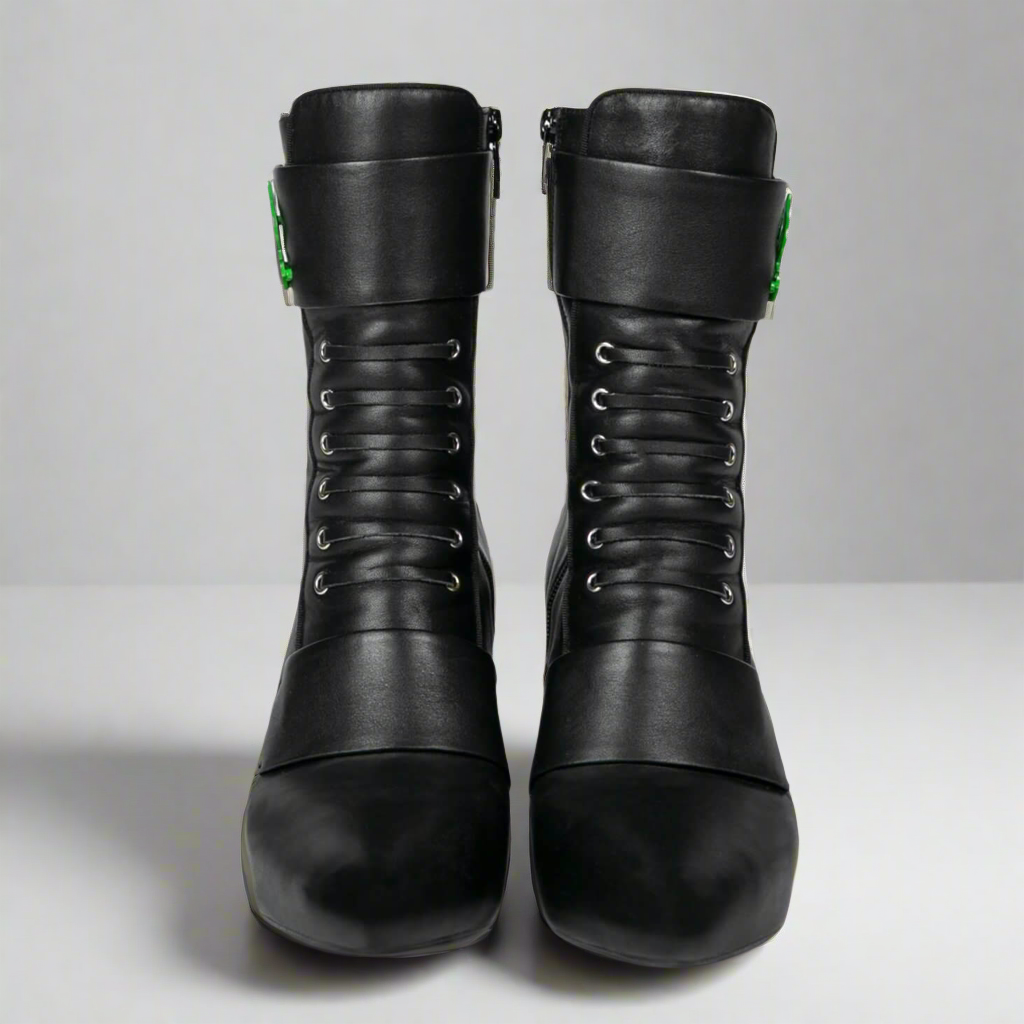 Michaela V Marta Black Leather Knee-High Boots