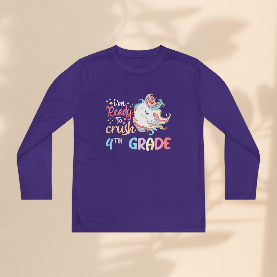 Unicorn Back-to-School Long Sleeve Tee, Youth T-Shirt, 4th Grade, Kids Apparel, Unicorn Lover Gift, Cute School Tee