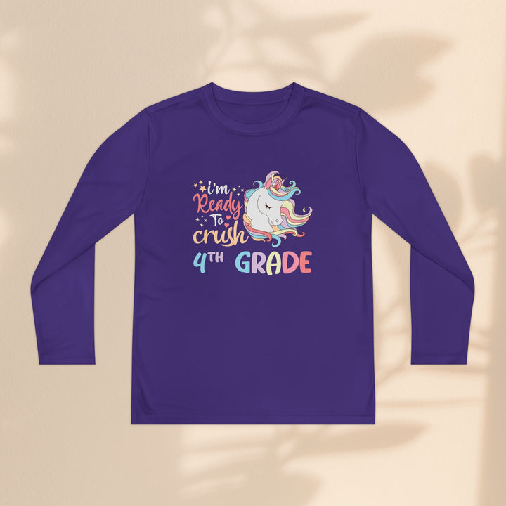 Unicorn Back-to-School Long Sleeve Tee, Youth T-Shirt, 4th Grade, Kids Apparel, Unicorn Lover Gift, Cute School Tee