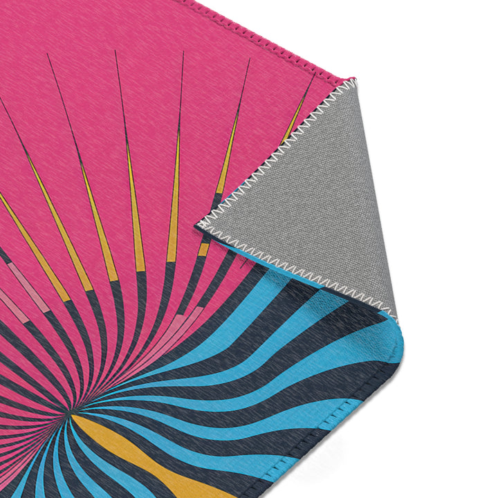 Vibrant Area Rug with Retro Sunburst Design, Hope Rising