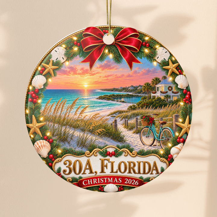 30A Florida Christmas 2026 Ceramic Ornament