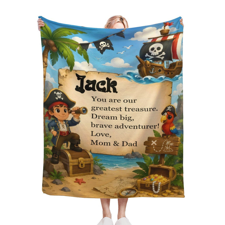 Personalized Pirate Treasure Throw Blanket for Kids