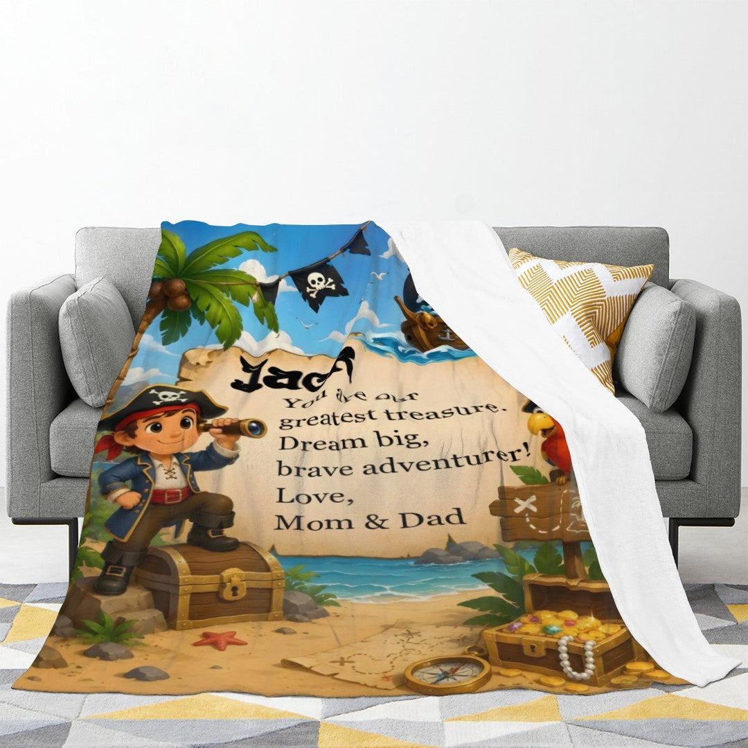 Personalized Pirate Treasure Throw Blanket for Kids