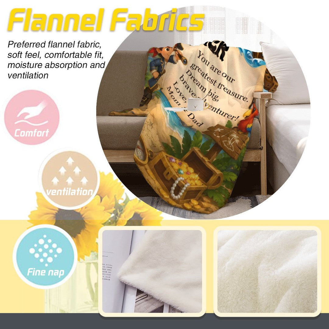 Personalized Pirate Treasure Throw Blanket for Kids