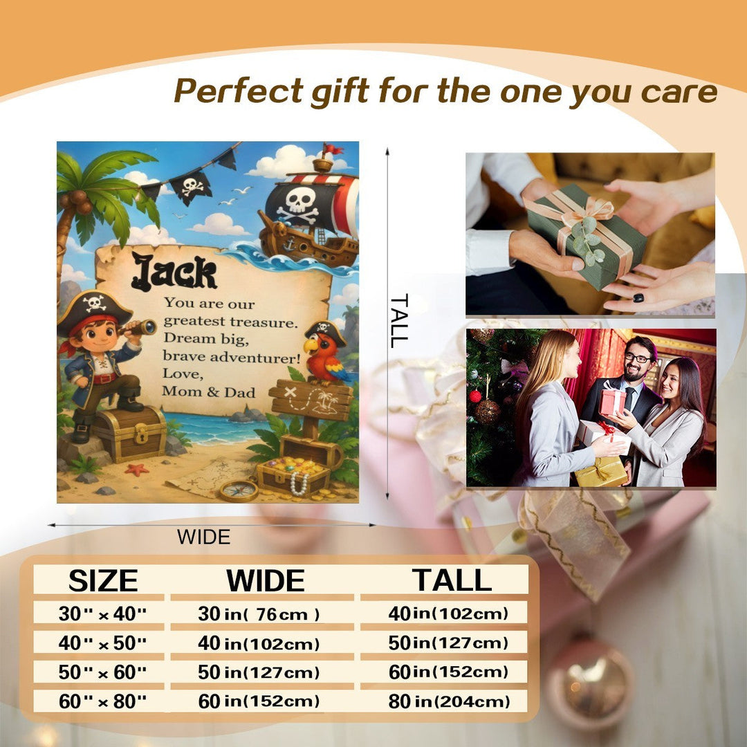 Personalized Pirate Treasure Throw Blanket for Kids