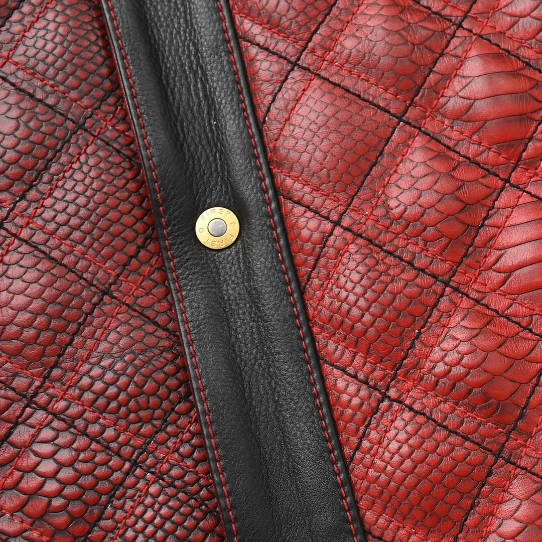 Redstrike Men’s Red & Black Leather Motorcycle Jacket