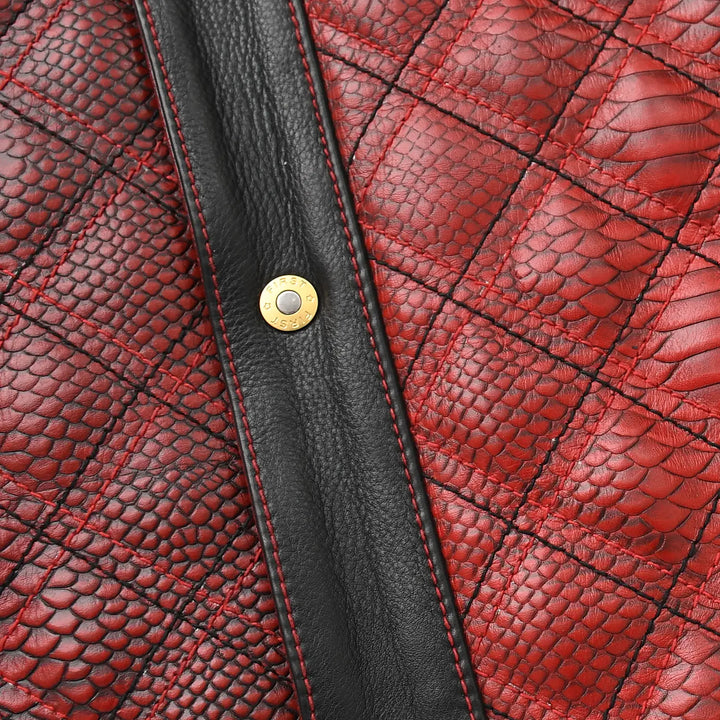 Redstrike Men’s Red & Black Leather Motorcycle Jacket