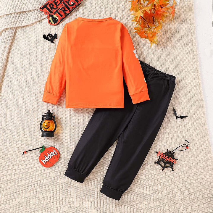 Girls’ Cartoon Skeleton Halloween Outfit Set