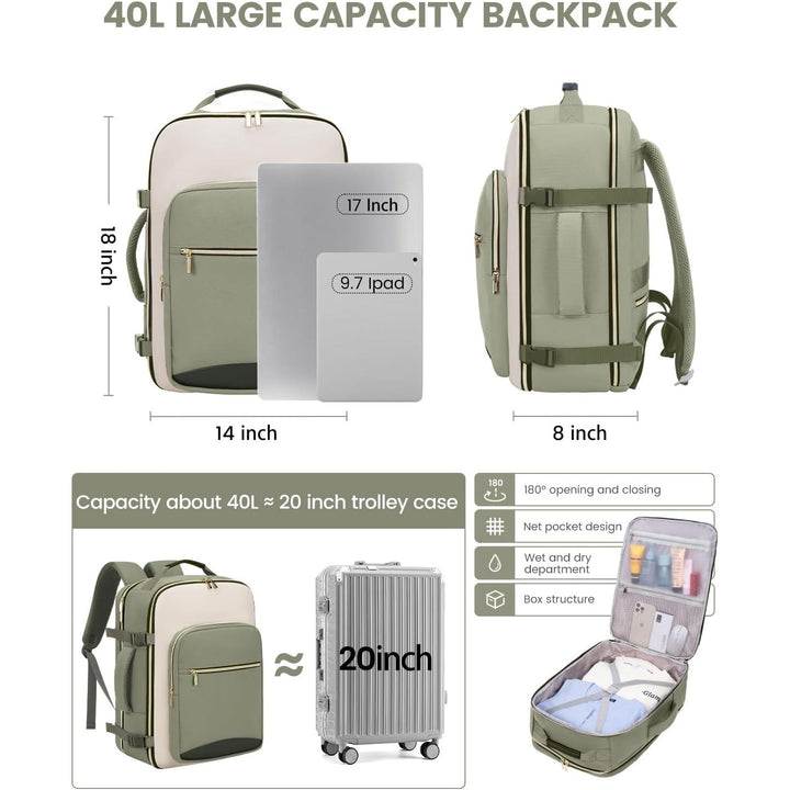 Travel Carry-On Luggage Set with 3 Organizer Pouches
