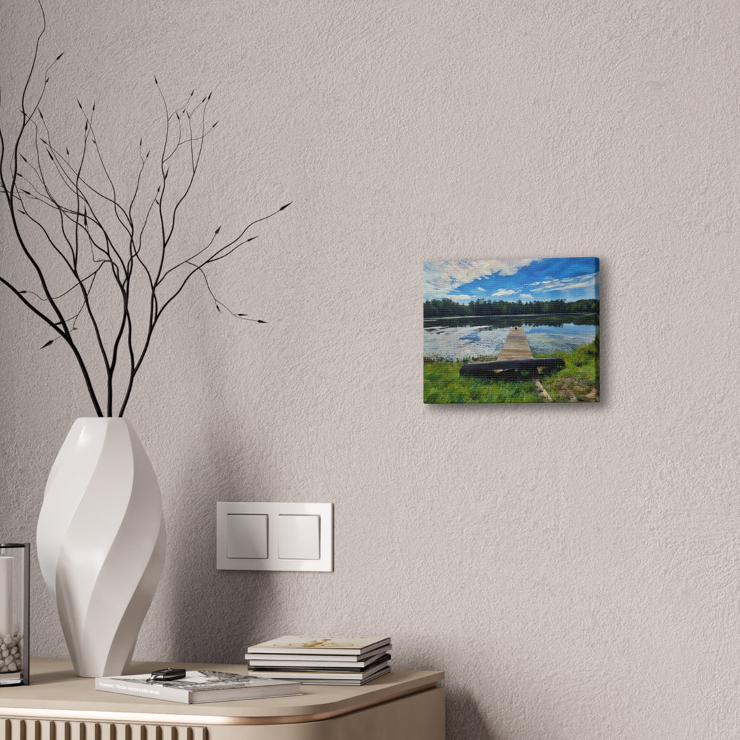 Tranquil Lakeside Dock Scene Canvas Wall Art
